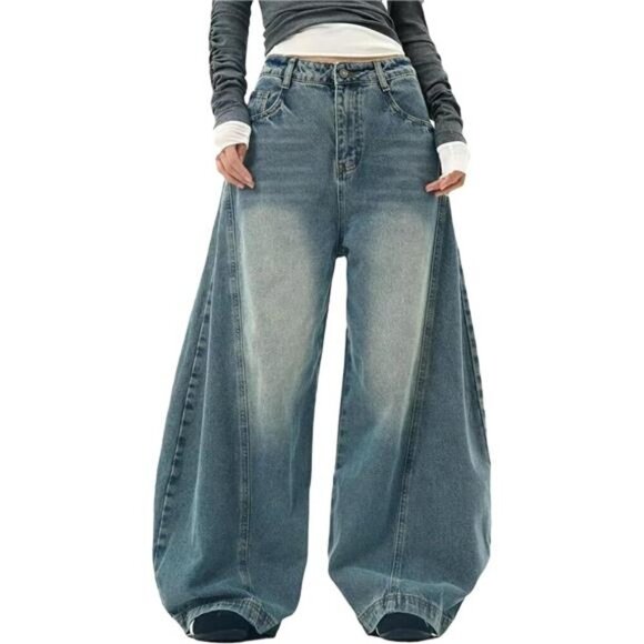 Denim - Women's Baggy Jeans Vintage Oversized Pants Aesthetic Hip Hop Jeans Relaxed Fit